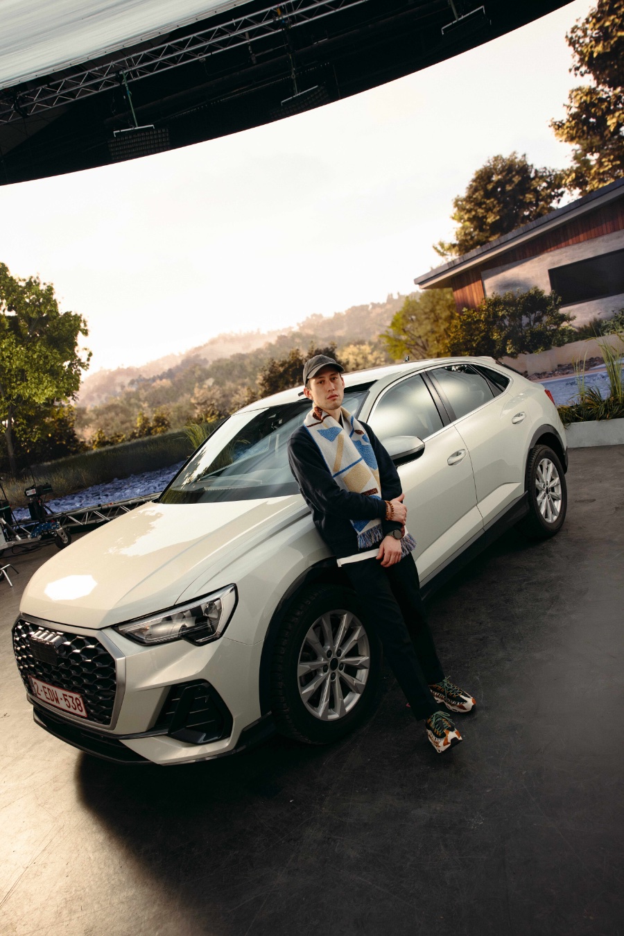 Talent on set with the Audi