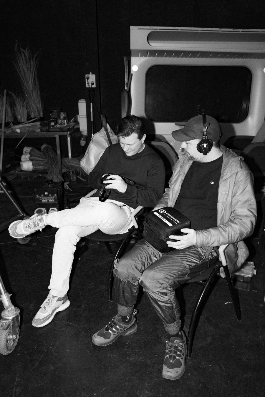 Crew reviewing playback